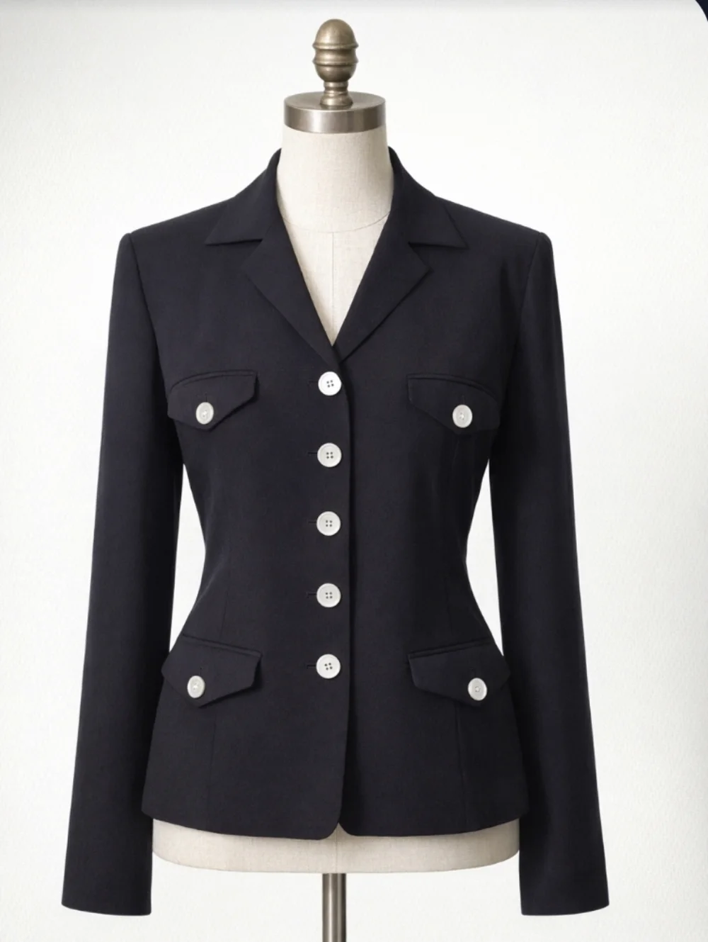 Vintage Ralph Lauren Black Silk Blazer – Size 12
